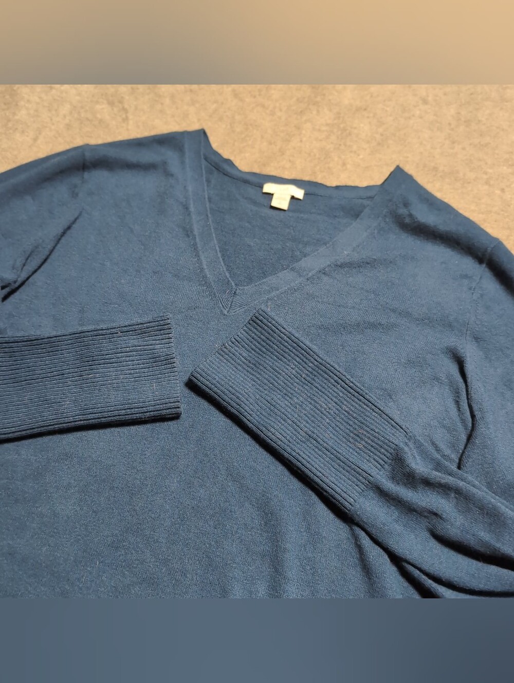 J.Jill Slate Blue V-Neck Knit Sweater Long Sleeve Size L Tall